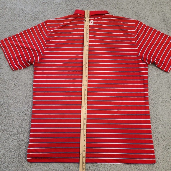 FootJoy Polo Shirt Mens XL Red Striped Striped Embroidered Collared Athletic - Picture 10 of 11
